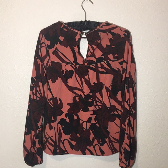 SOLD Abercrombie & Fitch Cold Shoulder Floral Long Sleeve Top Pink Sz XS - Picture 5 of 11